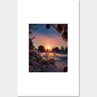 Nature's wonders: Sunset in the snow Posters and Art